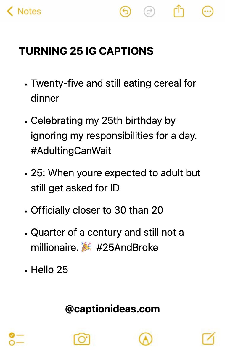 turning 25 Apple Notes Style