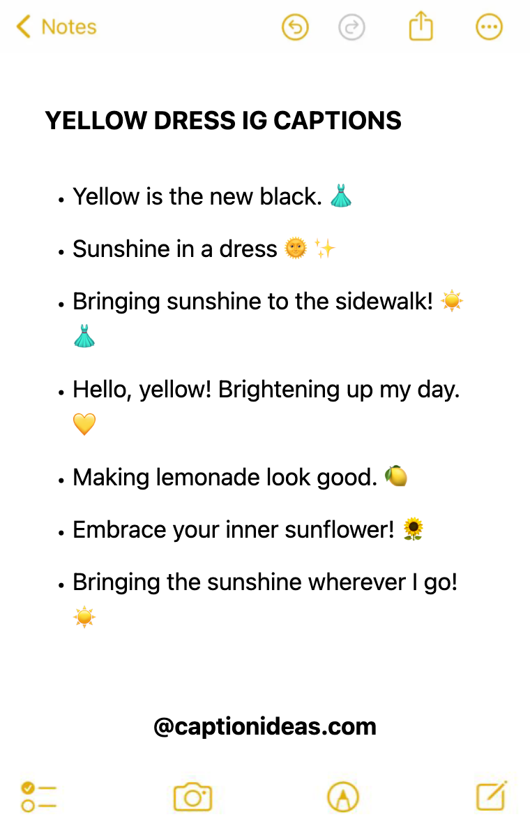 yellow dress Apple Notes Style